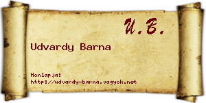 Udvardy Barna névjegykártya